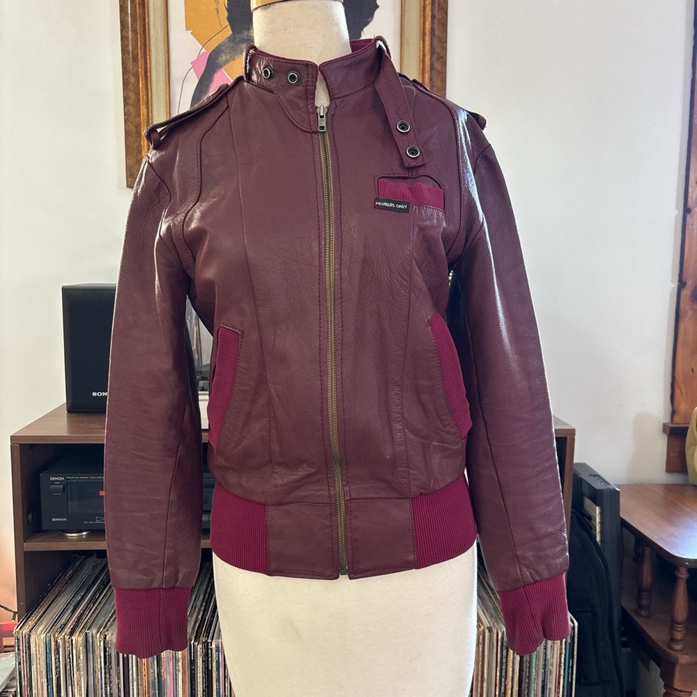 Vintage Members Only Burgundy Leather Jacket